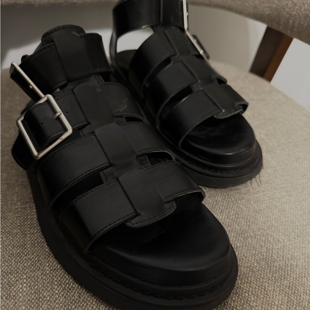Black Strappy Sandals with Buckles